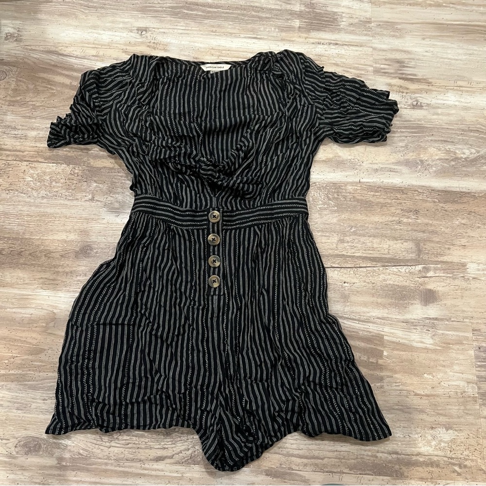 American Eagle Outfitters Black Striped Romper